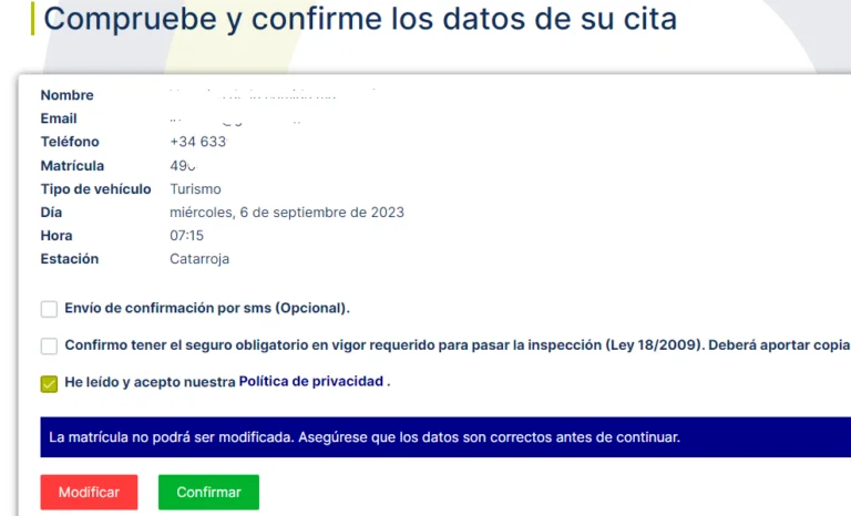 confirmar cita itv san antonio de Benagéber